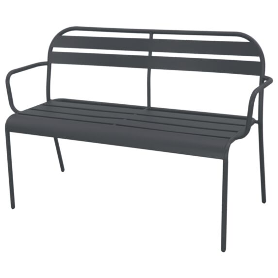 Banc de jardin acier Arturo 118,4x51,3x78,6cm Gris