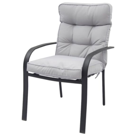 Fauteuil de jardin acier Kary gris + coussin