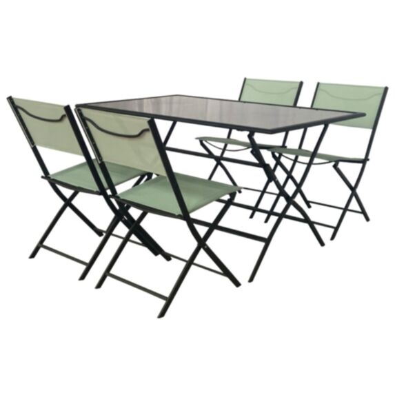 Salon de jardin métal pliant Young + 4 chaises Gris