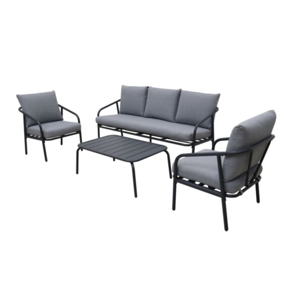 Salon Bas Lilo acier 4 places Canapé 2 fauteuils + Table