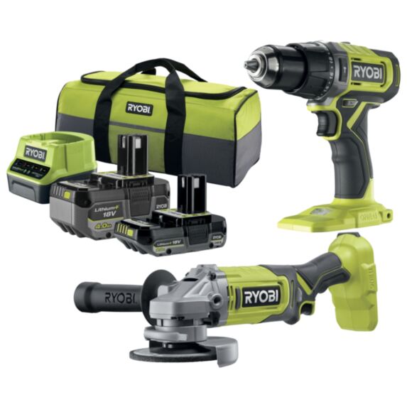 Duo Perceuse Visseuse Percussion​ + Meuleuse 18V​ Rck182-242S​ - RYOBI