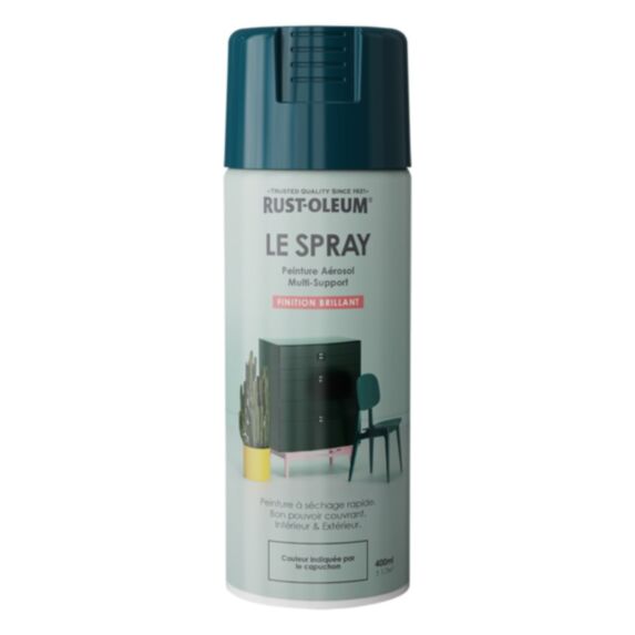 Peinture aérosol Le Spray brillant bleu océan 5020 400ml - RUST-OLEUM