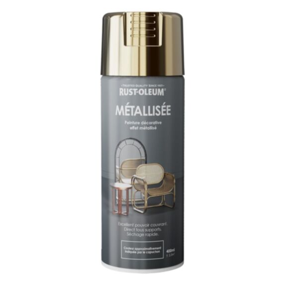 Peinture aérosol métallisée chromé or 400ml - RUST-OLEUM