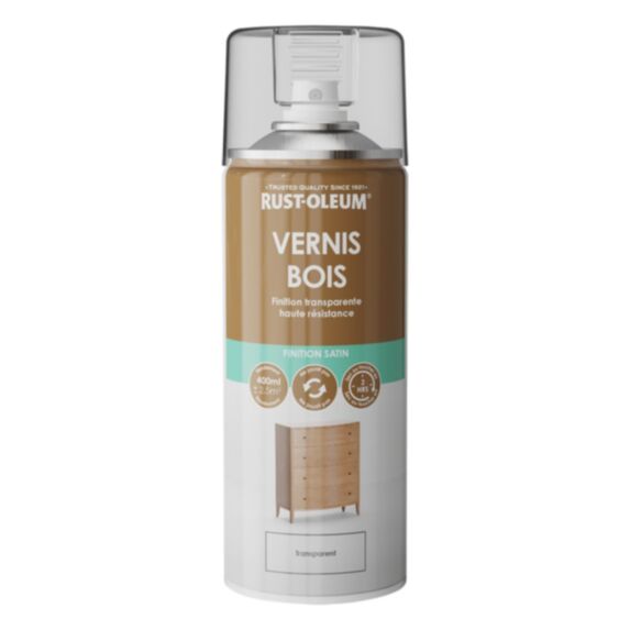 Peinture aérosol vernis bois satin transparent 400ml - RUST-OLEUM