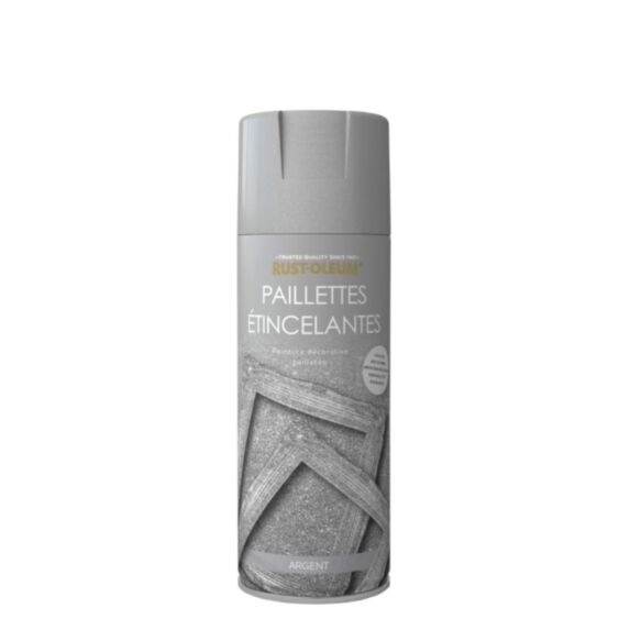 Peinture bombe aérosol Intérieur 400 ml Paillettes Etincelantes Argent - RUST-OLEUM