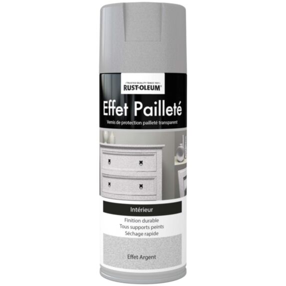 Vernis de Protection Intérieur Aérosol 400 ml Effet pailleté Argent - RUST-OLEUM