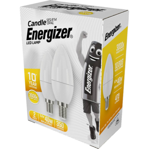 2 Ampoules LED Flamme E14 5,2W 40W 350lm 3000K - ENERGIZER