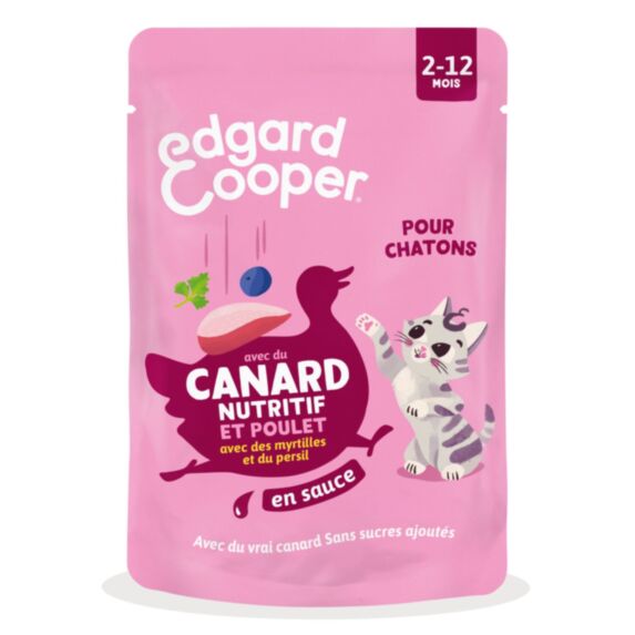 Morceaux en sauce Canard & Poulet pour Chaton 85g rose - EDGARD COOPER