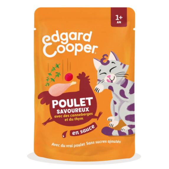 Morceaux en sauce Poulet 85g pour Chat adulte orange - EDGARD COOPER