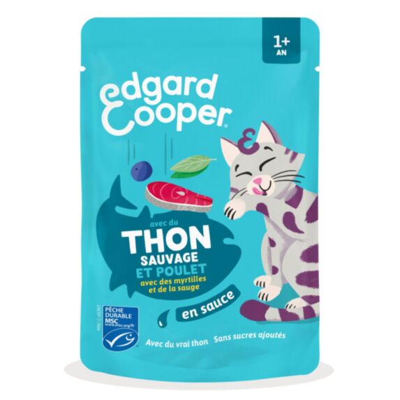Morceaux en sauce Thon & Poulet pour Chat Adulte 85g - EDGARD COOPER