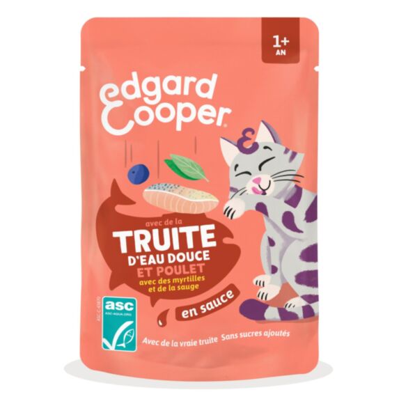Morceaux en sauce Truite & Poulet pour Chat Adulte 85g - EDGARD COOPER