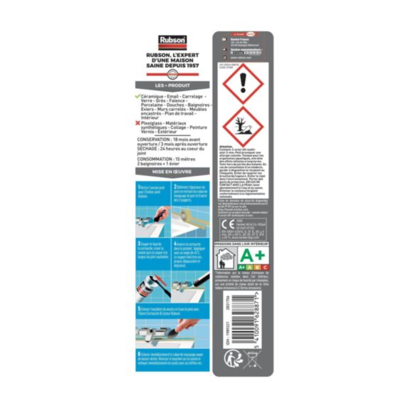 Mastic silicone Bain & Cuisine 280 mL transparent - RUBSON