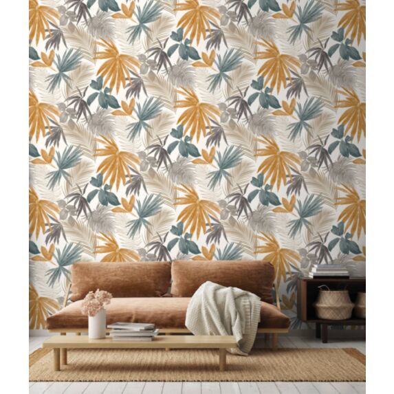 Papier peint vinyle sur intissé Wild Palm Orange 0,53x10,05m
