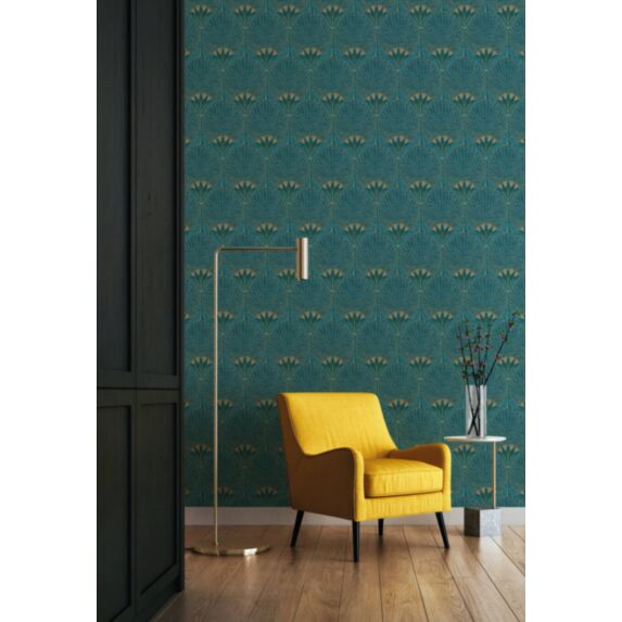 Papier peint Nile palm bleu 0,53x10,03m