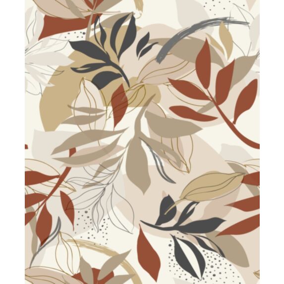 Papier peint vinyle sur intissé Feuille Aldea Rouge 0,53x10,05m