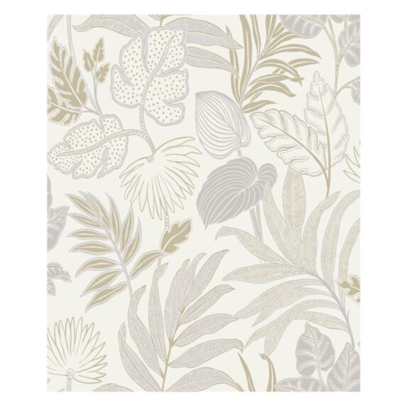 Papier peint Kew naturel beige et blanc - GRANDECO