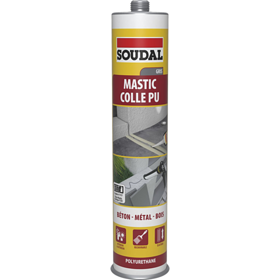 Mastic colle polyuréthane béton métal bois blanc 300ml SOUDAL