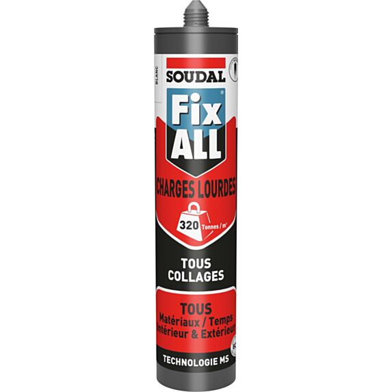 Mastic colle Fix All Charges Lourdes 290 mL blanc - SOUDAL