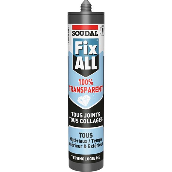 Mastic colle Fix ALL Crystal 290ml - SOUDAL