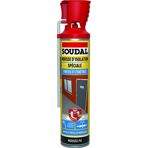 Bombe de mousse isolante porte & fenêtre + pistolet 500ml - SOUDAL