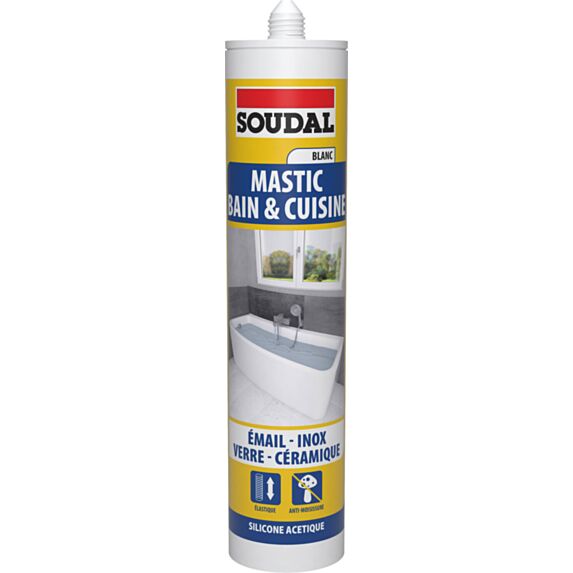 Mastic silicone bain/cuisine 290 ml blanc