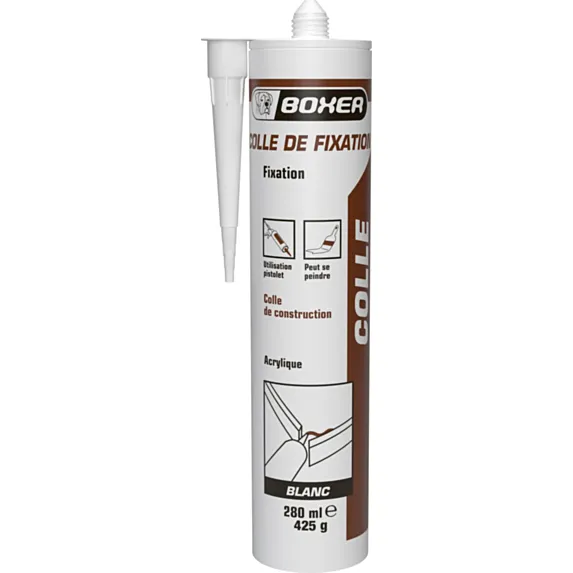 Colle de fixation acrylique 280mL blanc - BOXER