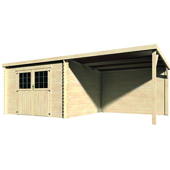 Abri de jardin en bois + appentis Eden 18m² 28mm - DECOR ET JARDIN