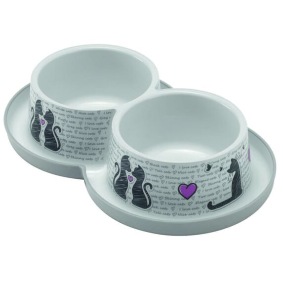 Double gamelle sérigraphiée chat 