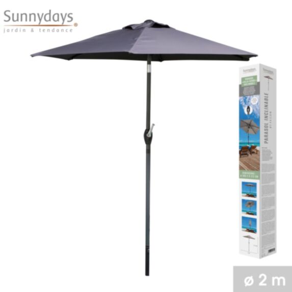 Parasol inclinable Villa Verde Ø200 cm gris anthracite