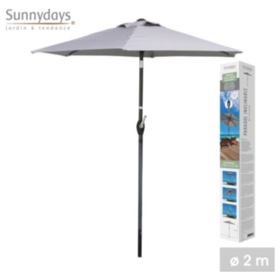 Parasol inclinable Villa Verde Ø200 cm gris clair