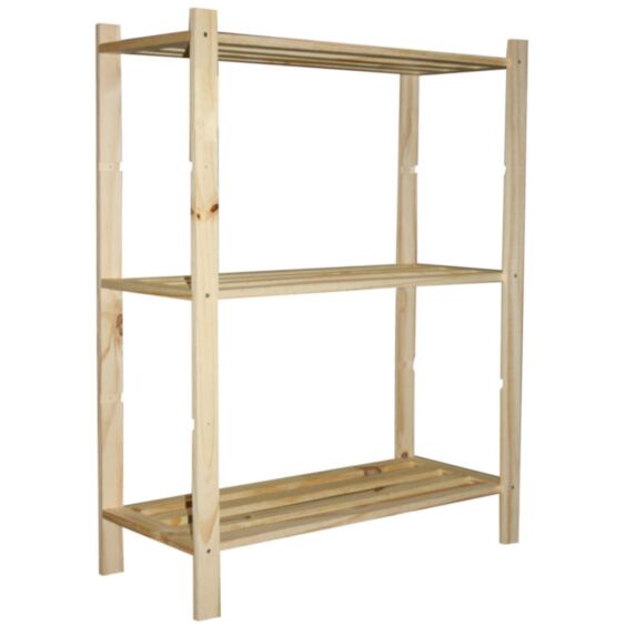 Etagère 3 tablettes pin avec lattes 90 x 70 x 30 cm