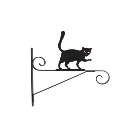 Patère chat 35cm fer plat anthracite métallisé