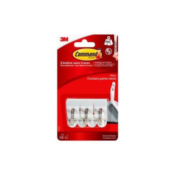 Crochet pointe blanc métal - 3M COMMAND
