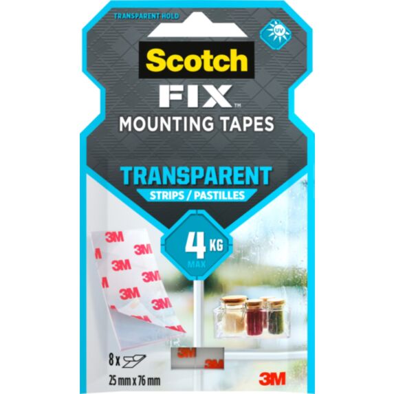 8 pastilles adhésives double face Fix Mounting Tapes 25x76mm transaparent - SCOTCH