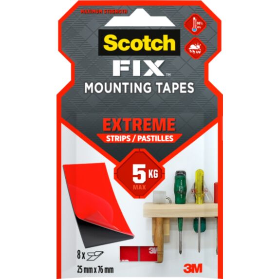 8 pastilles adhésives double face Fix Mounting Tapes Extrême 25x76mm - SCOTCH