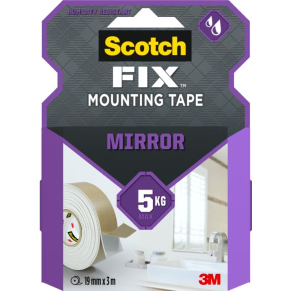 Ruban adhésif double face Fix Mounting Tape Miroir 19mmx3m Blanc - SCOTCH
