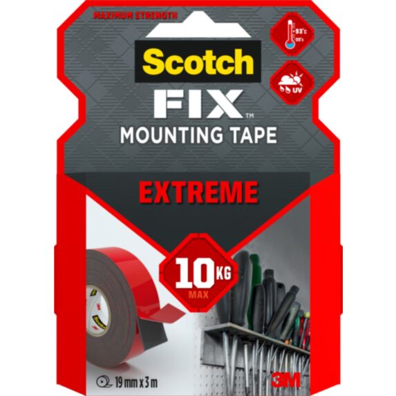 Ruban adhésif double face Fix Mounting Tape Extrême 19mmx3m Blanc - SCOTCH
