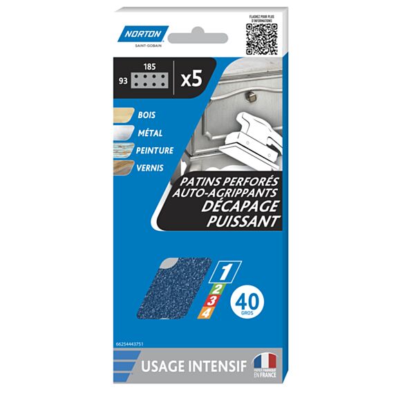 Patins rectangles 93x185mm grain 40 x5 - NORTON