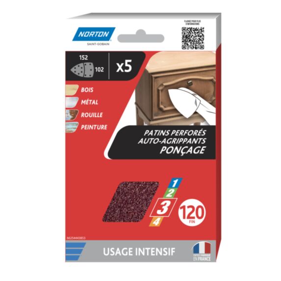 Patins delta 102x152mm grain 120 x5 - NORTON