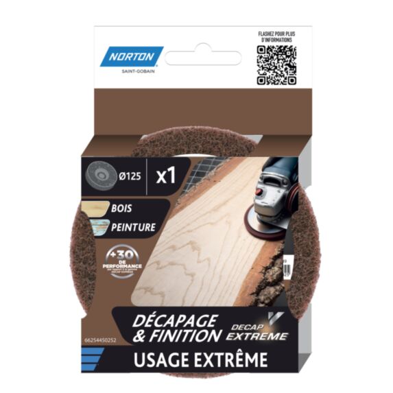 Disque non tissé Decap' Extrême 125x22mm bois - NORTON
