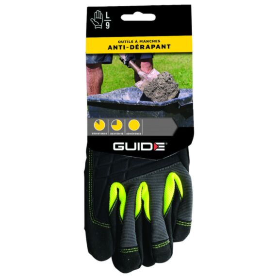 Gants polyvalents extérieur cuir noir T.9 - GUIDE