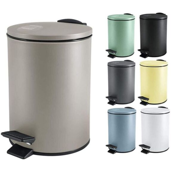 Poubelle à Pédale Adelar Taupe Inox 3L