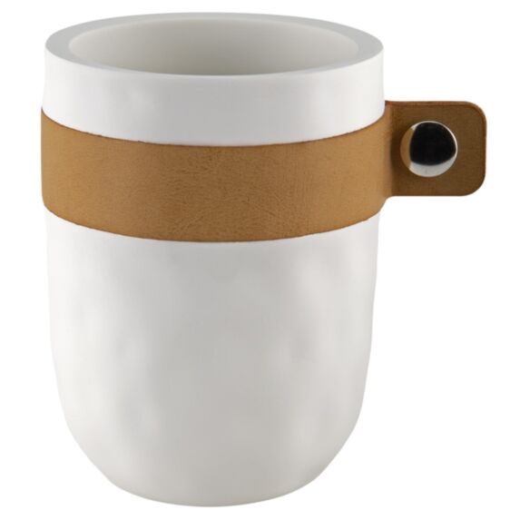 Gobelet Salle de Bain Lio Blanc Résiné/Cuir