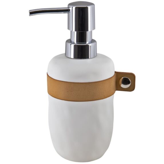 Distributeur de Savon Lio Blanc Résine/Cuir