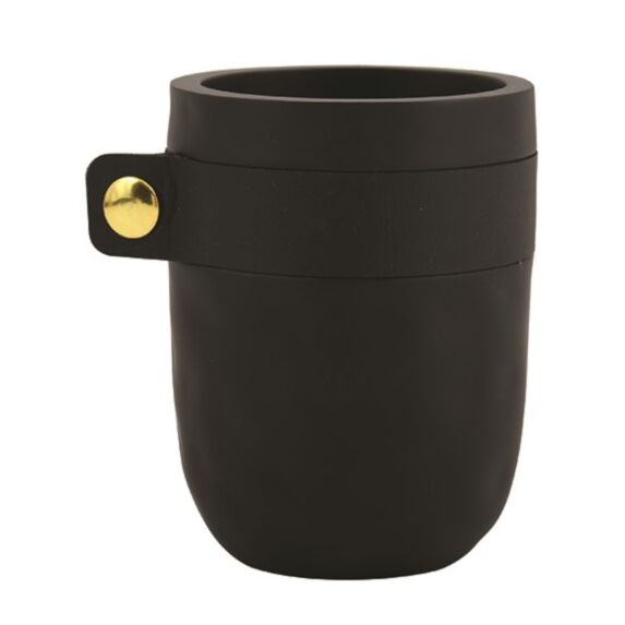 Gobelet Salle de Bain Lio Noir Résiné/Cuir