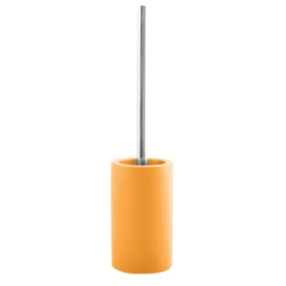 Brosse WC avec support en céramique jaune.