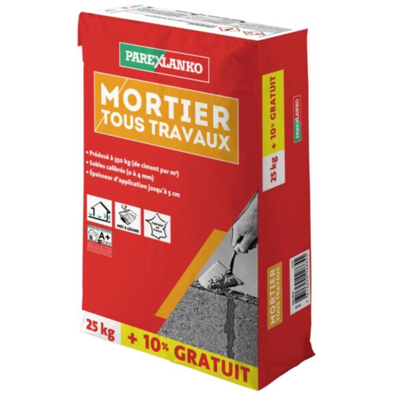 Mortier Travaux 25kg +10% Gratuit - PAREXLANKO