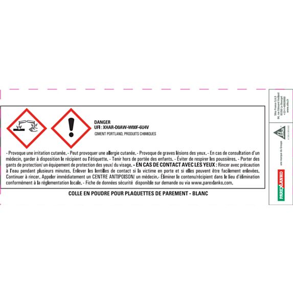 Colle en poudre Plaq blanc 25kg - PAREXLANKO