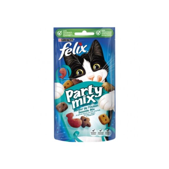 Friandises Chat Party Mix Saveur de l'Océan Saumon/Colin/Truite 60gr - FELIX