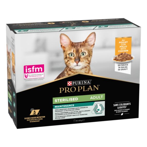 Pâtée Chat Stérilisé Poulet 10x85g - PRO PLAN NUTRISAVOUR